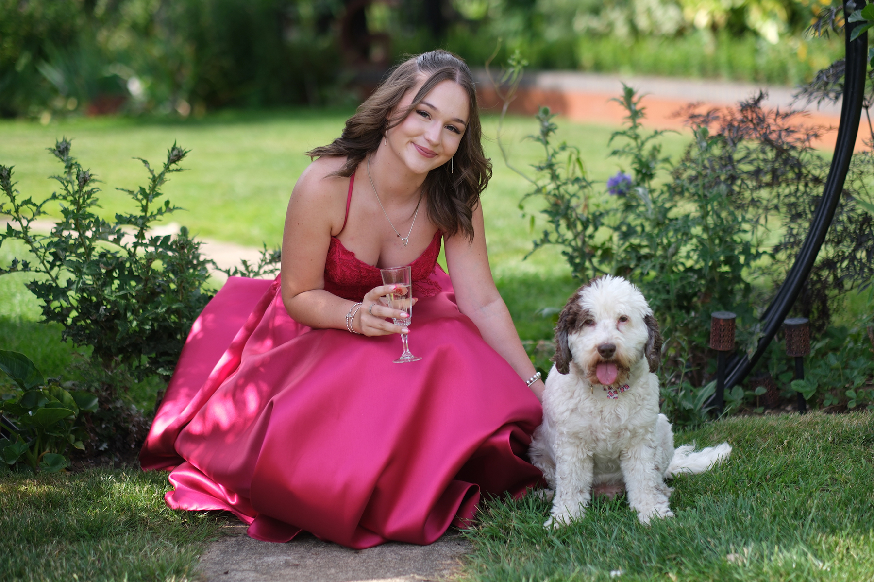 Portrait of teenage girl in prom dress